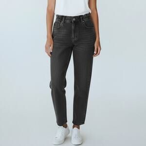 NWOT Express Stretch Super High Rise Jeans Women's Size 14L Gray Denim Dark Wash